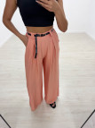 PANTALÓN WIDE LEG FLUIDO + CINTURÓN CORAL